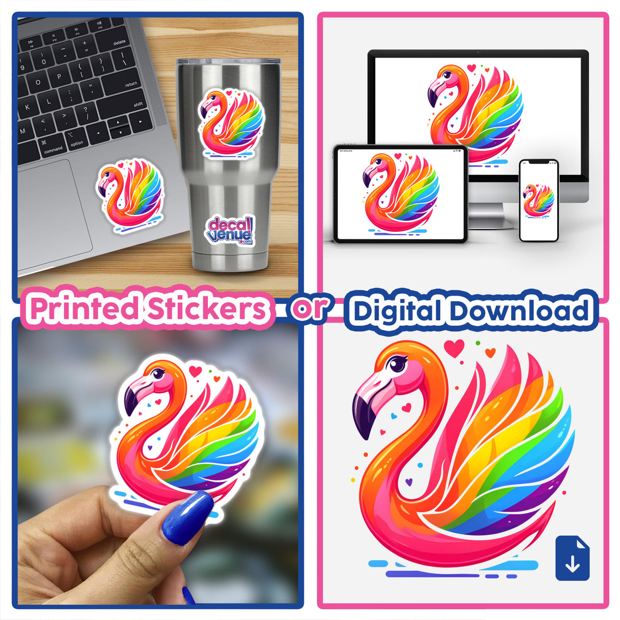 Colorful Flamingo Bird Rainbow Pride