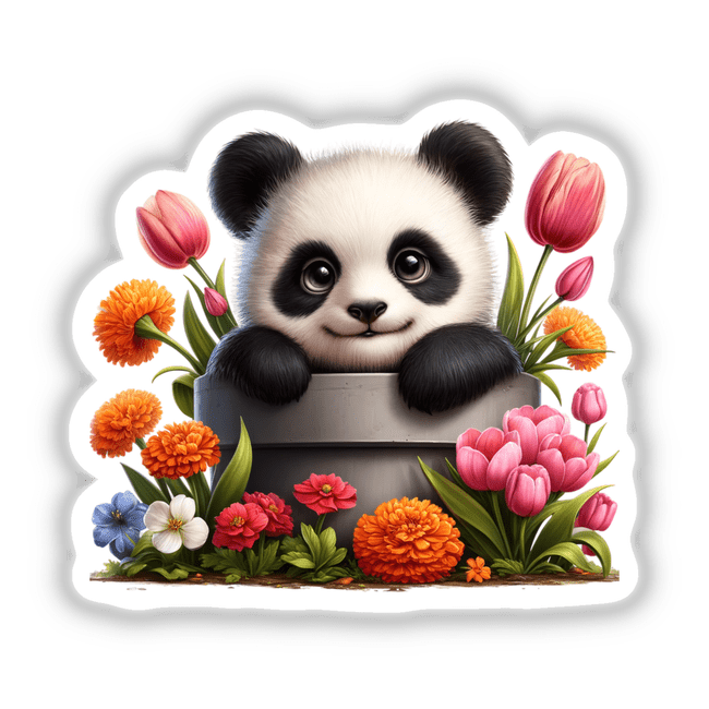 Panda Peeking Out of Flower Pot