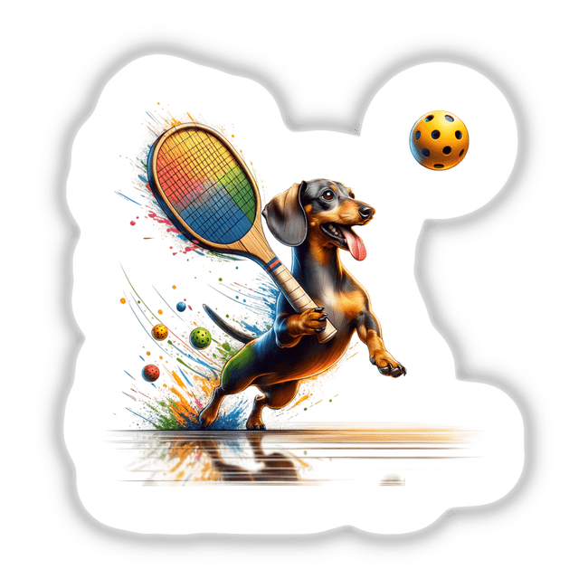 Dachshund Dog Playing Pickleball