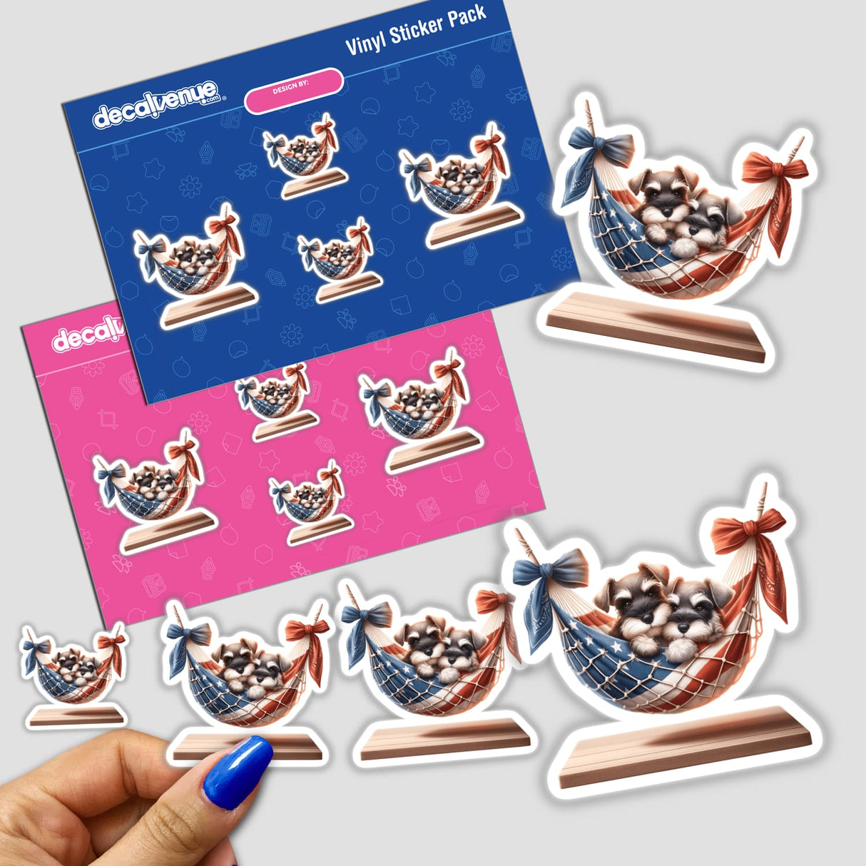 Cute Schnauzer Dogs in USA Flag Bandana Hammock