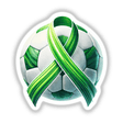 Soccer Ball Green Ribbon: A football adorned with a green ribbon, available as unique stickers or digital artwork from Decal Venue.