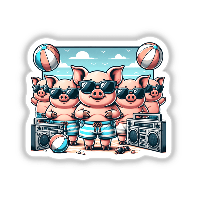 Pig Summer Beach Party Sunglasses Boombox