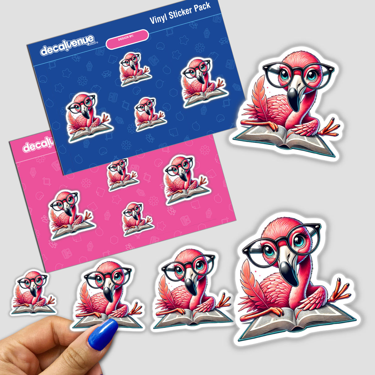 Flamingo With Reading Glasses Open Book