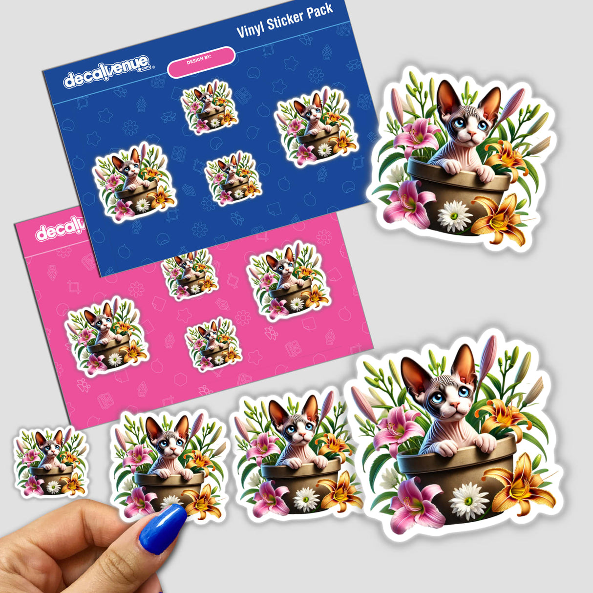 Cat Sphinx Peeking Out of Flower Pot