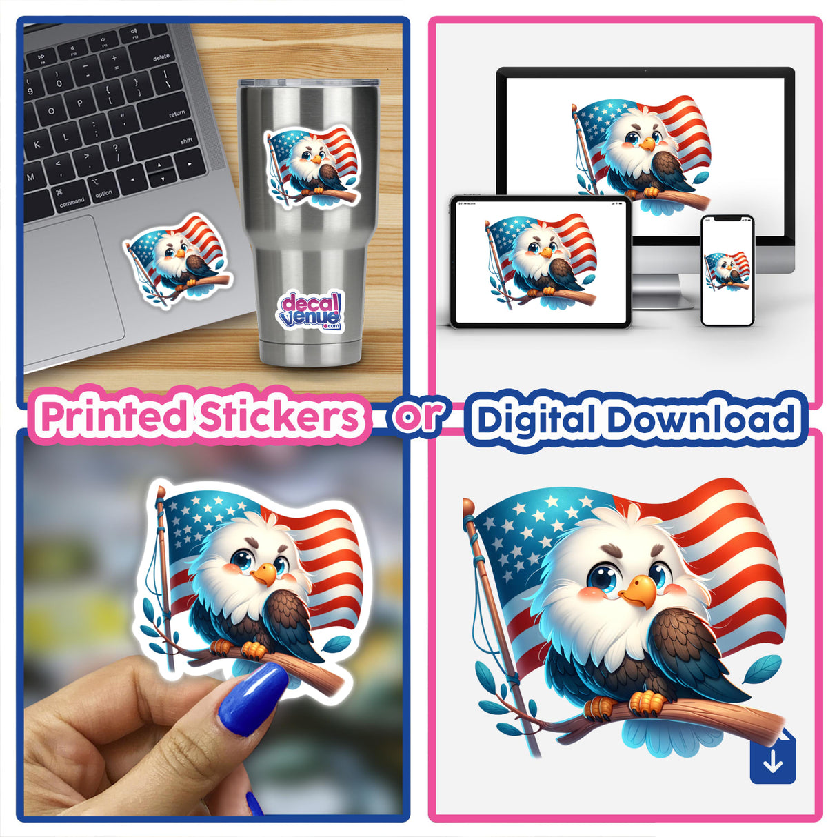 Cute Eagle American Flag