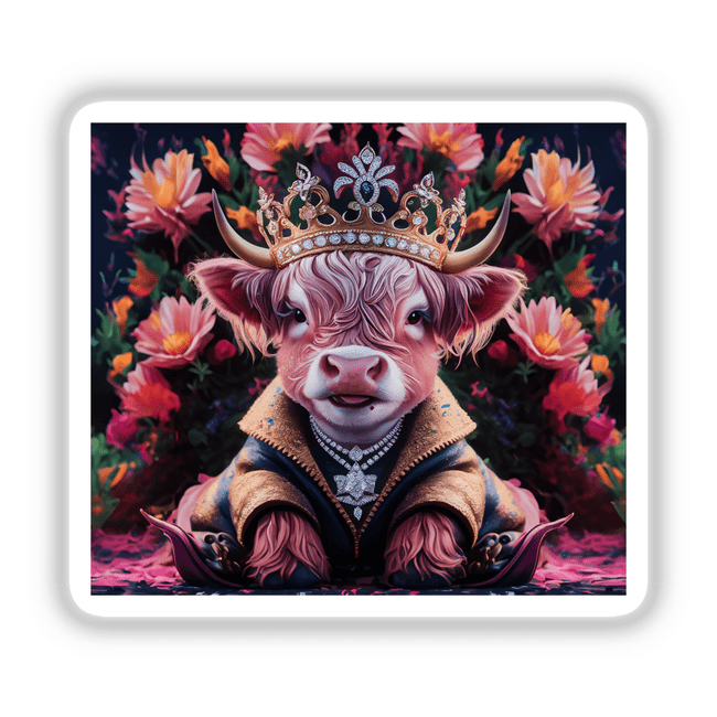 Baby Highland Cow Crown Flowers