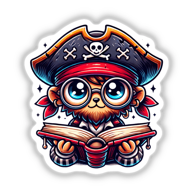 Pirate With Reading Glasses Open Book