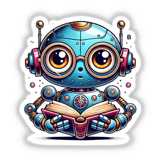 Robot With Reading Glasses Open Book