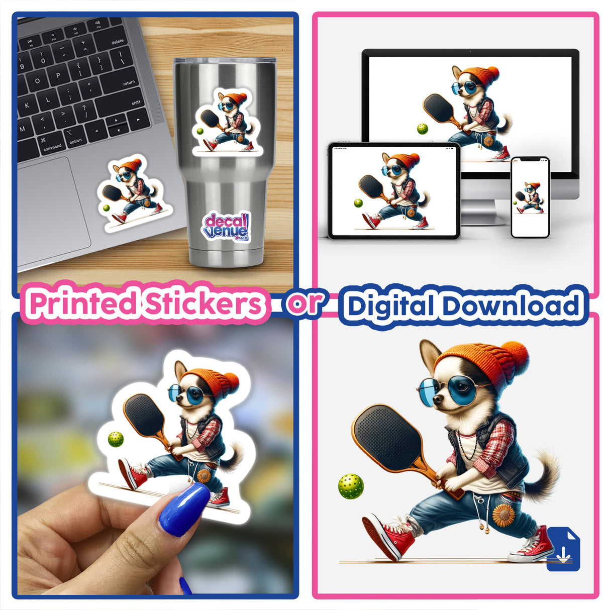 Trendy Chihuahua Dog Playing Pickleball