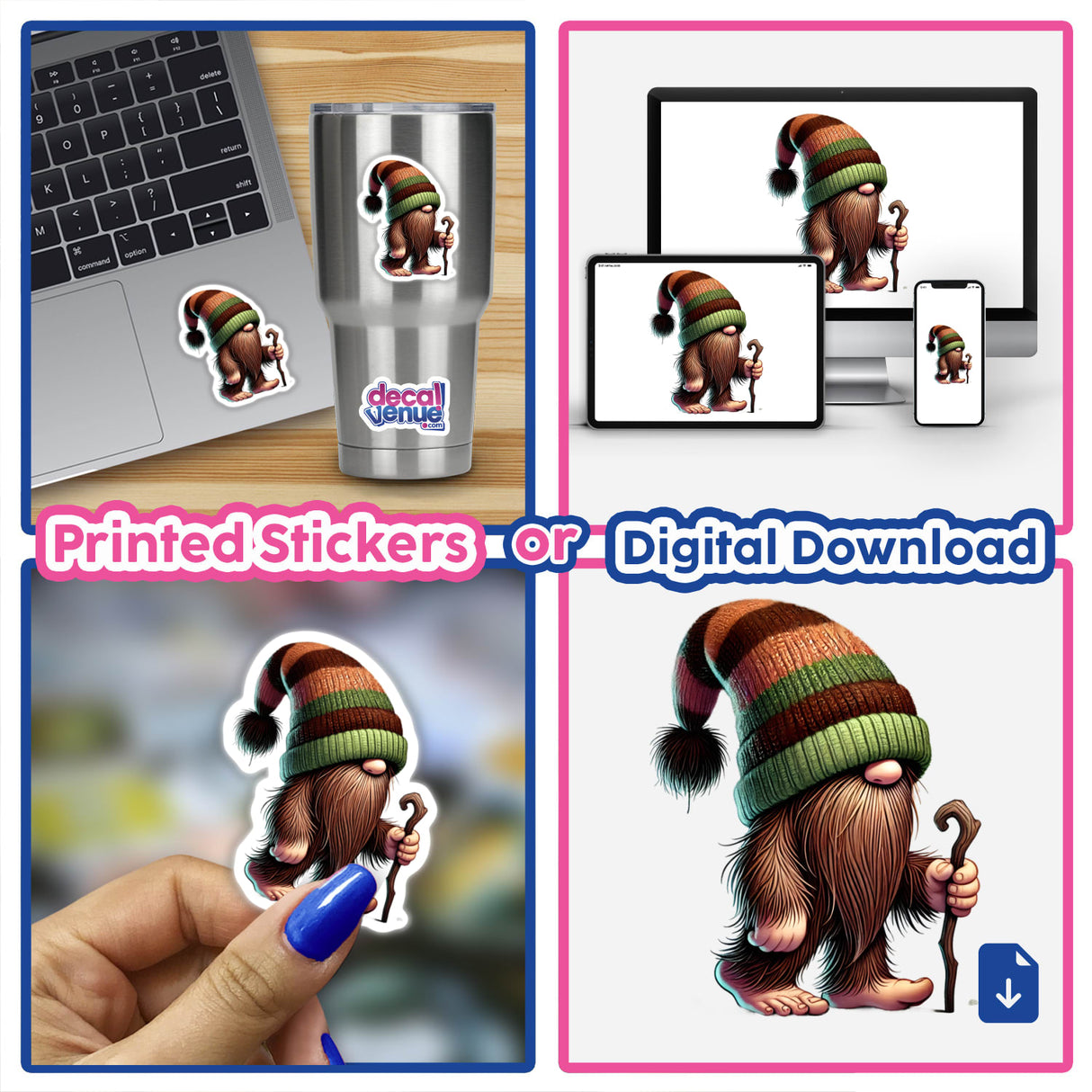 Bigfoot Gnome with Walking Stick