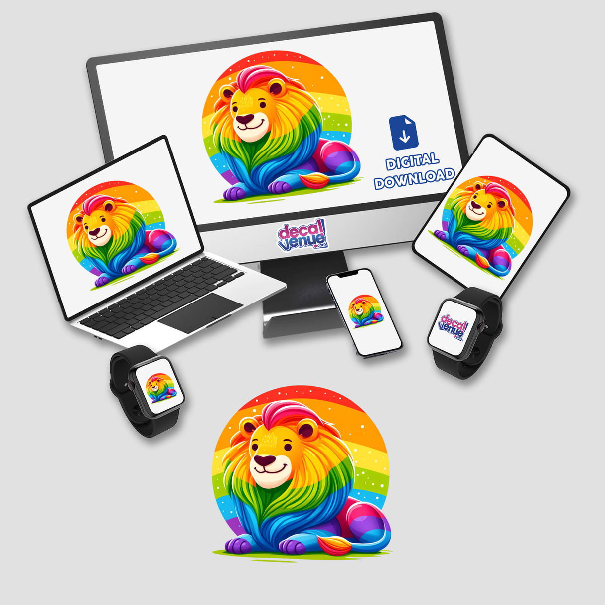 Lion Colorful Rainbow Pride
