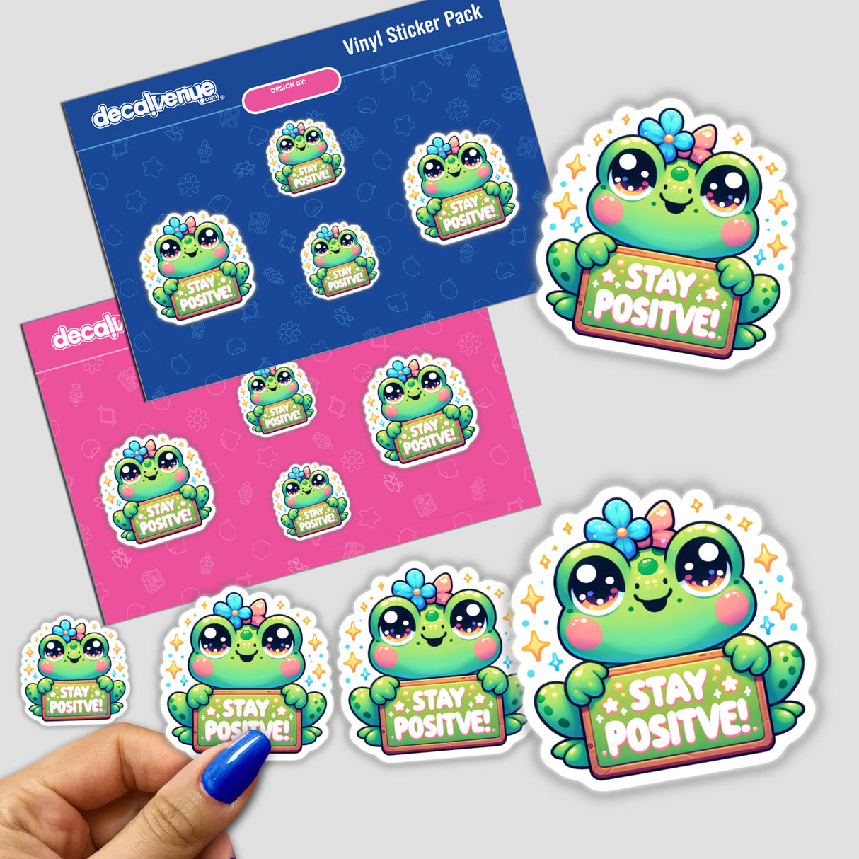 Frog Holding Stay Positive Sign