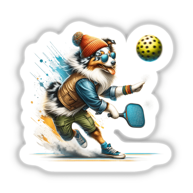 Trendy Australian Shepherd Playing Pickleball