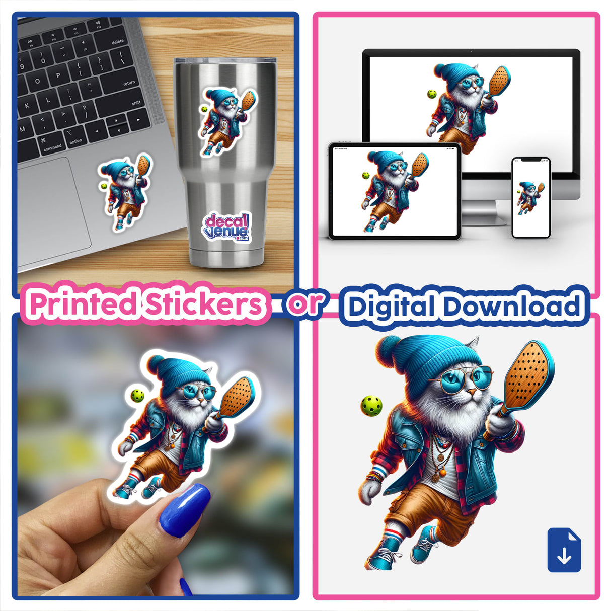 Hipster Cat Playing Pickleball