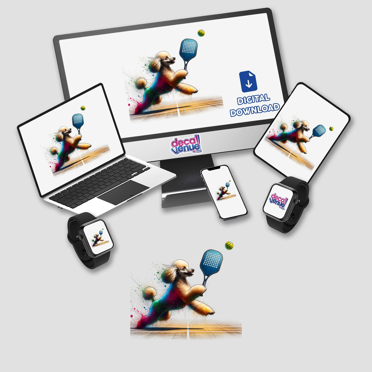 Poodle Dog Playing Pickleball