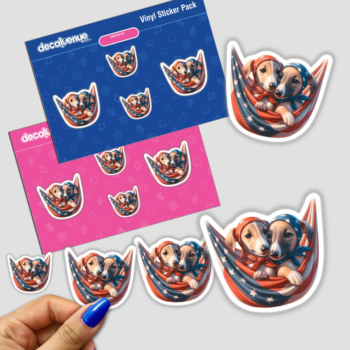 Greyhound Dogs in American Flag Bandana Hammock