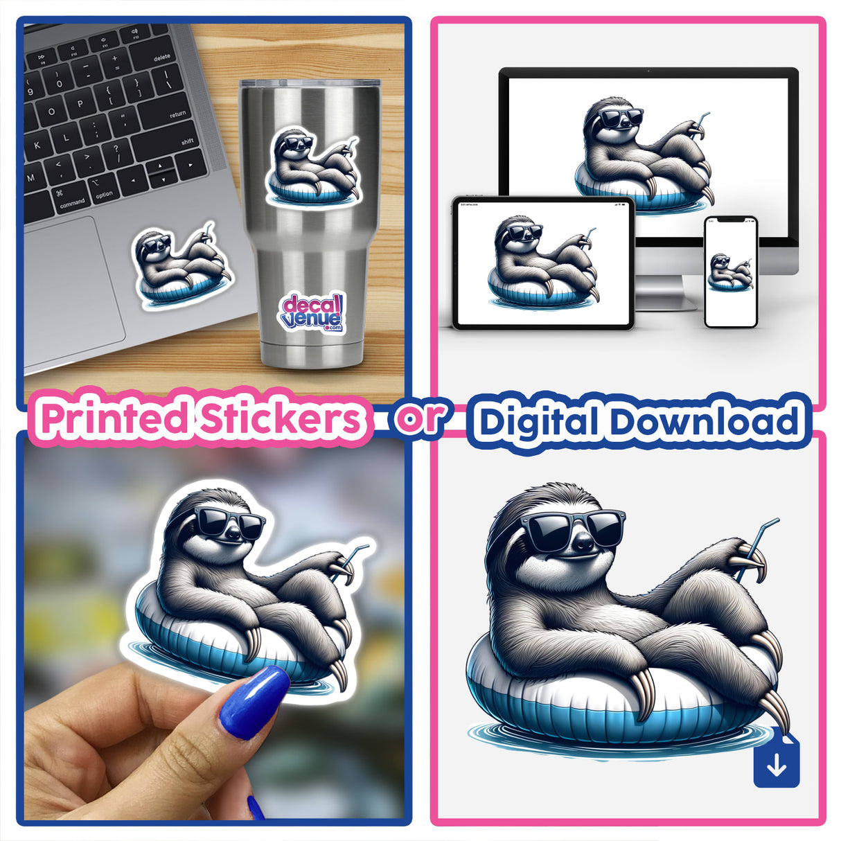 Sloth Sunglasses on Pool Float