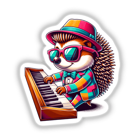 Stylish Hedgehog Playing the Piano