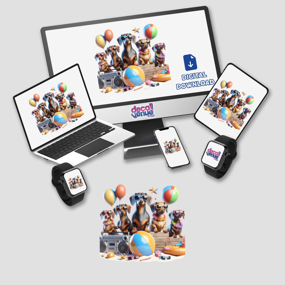 Dachshund Dog Summer Beach Party