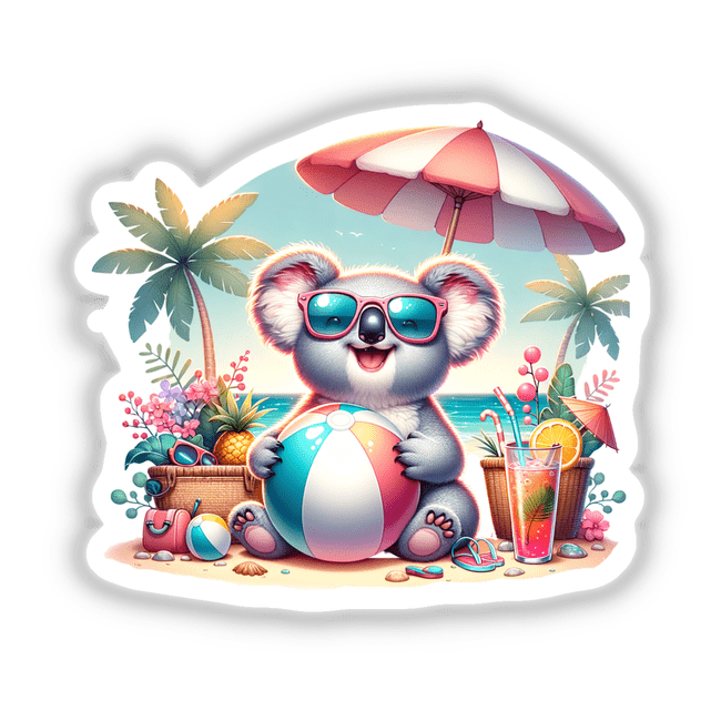 Koala Holding Beach Ball Summer Vibes