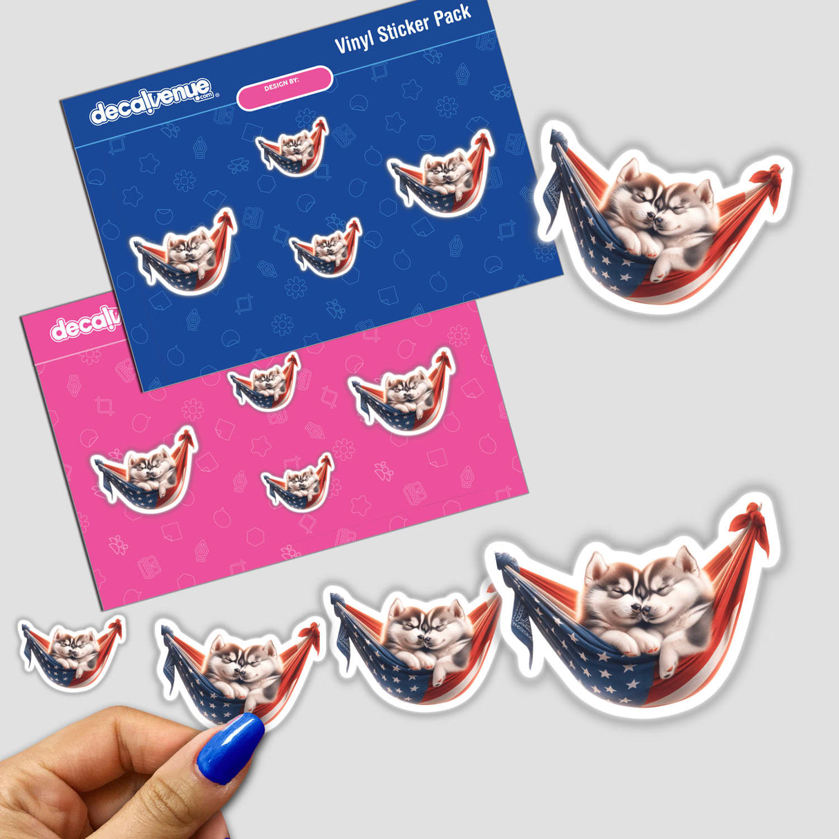 Siberian Husky Dogs in American Flag Bandana Hammock