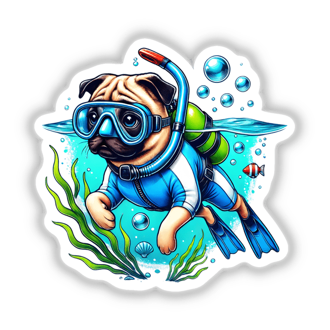 Pug Dog Scuba Diving