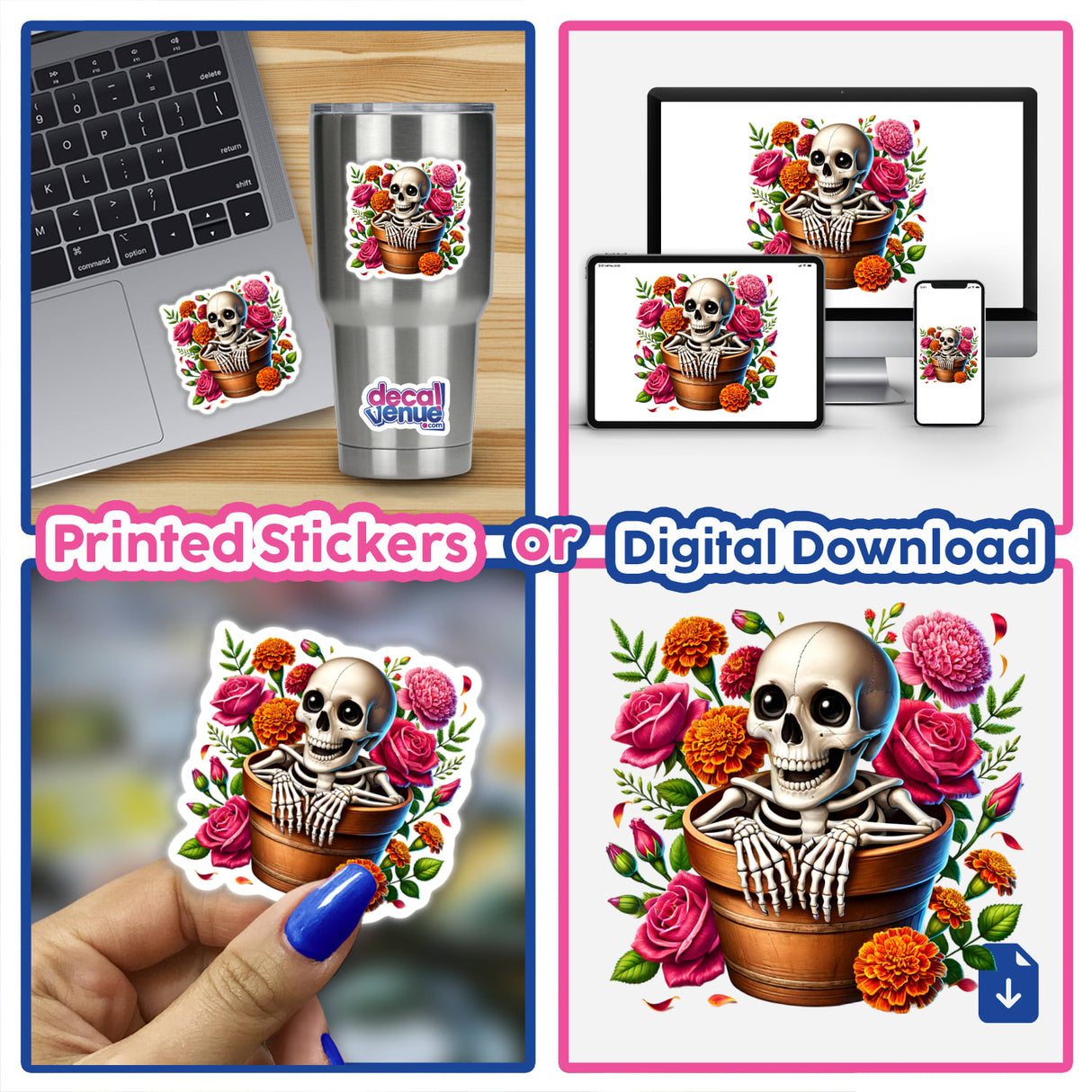 Skeleton Peeking Out of Flower Pot