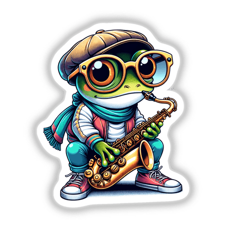 Hipster Frog Jazzing it Up with Saxophone