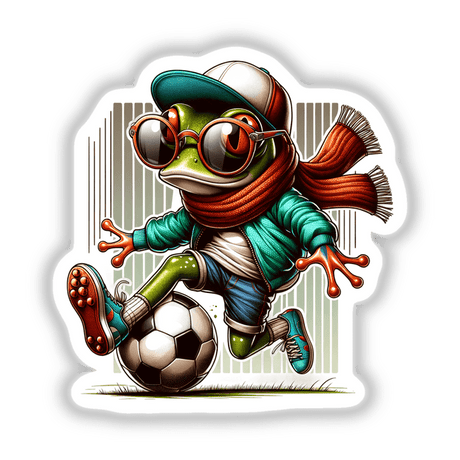Hipster Frog Playing Soccer