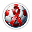 Red Ribbon Soccer Ball with a decorative red ribbon wrapped around it, available as stickers or digital artwork from Decal Venue.