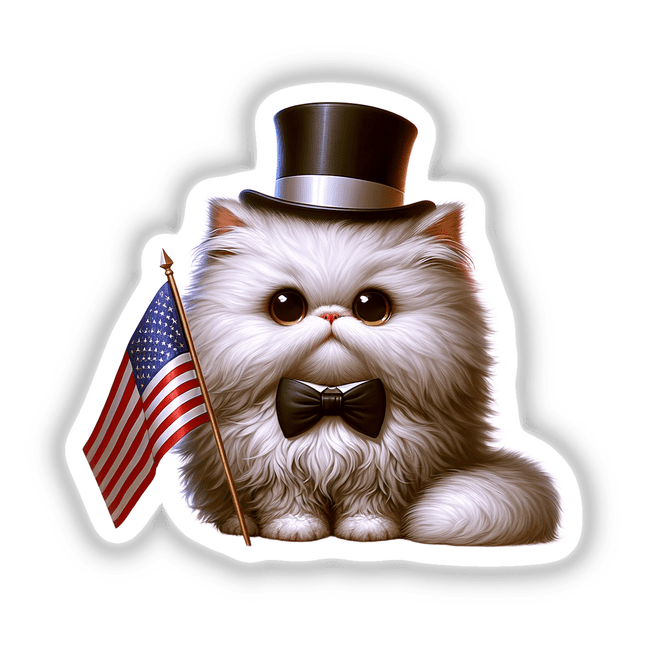 Persian Cat with American Flag
