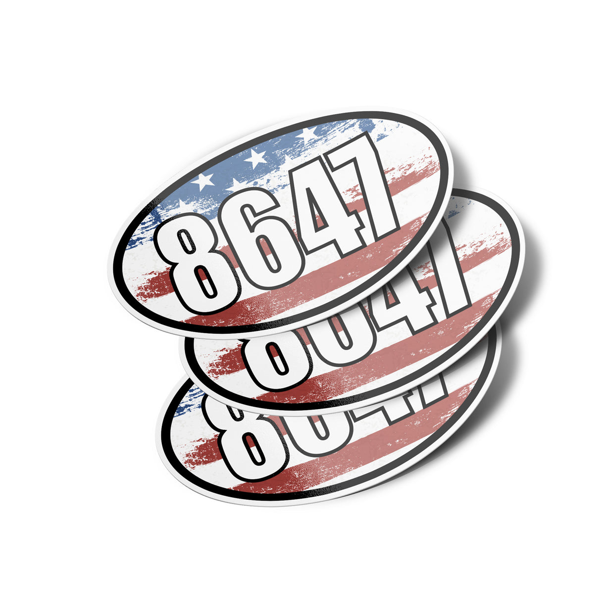 FDT Oval Vinyl Bumper Stickers (3 Pack) featuring high-definition number designs. These permanent adhesive stickers are ideal for smooth surfaces like cars and laptops, emphasizing durability and easy application.