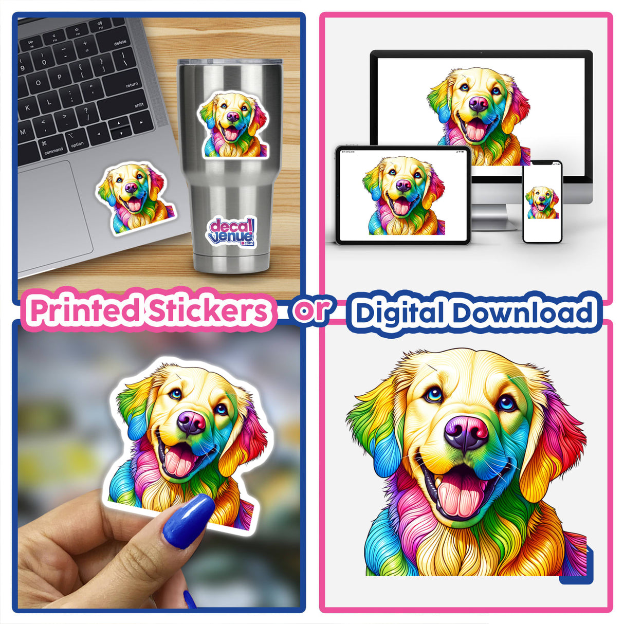 Rainbow Golden Retriever Dog Pride