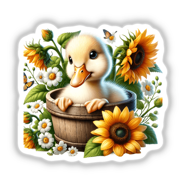 Duck Peeking Out of Flower Pot