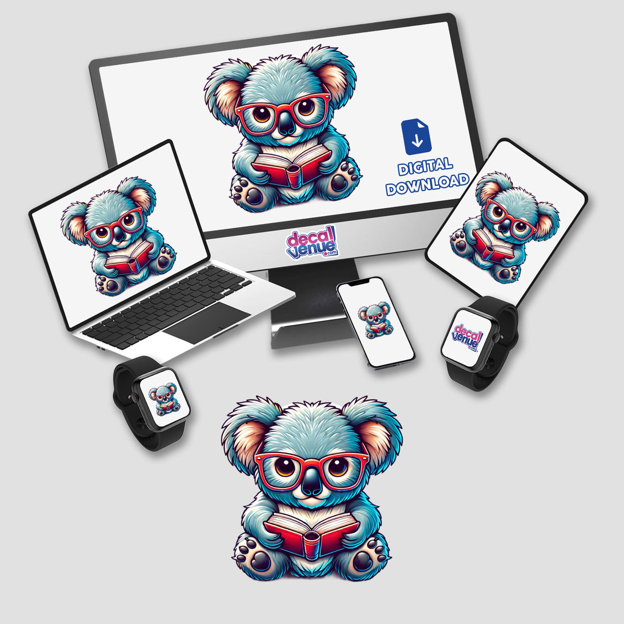 Koala With Reading Glasses Open Book