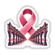 Pink Ribbon Bridge design featuring a pink ribbon intertwined with a detailed bridge illustration, ideal for stickers or digital downloads.