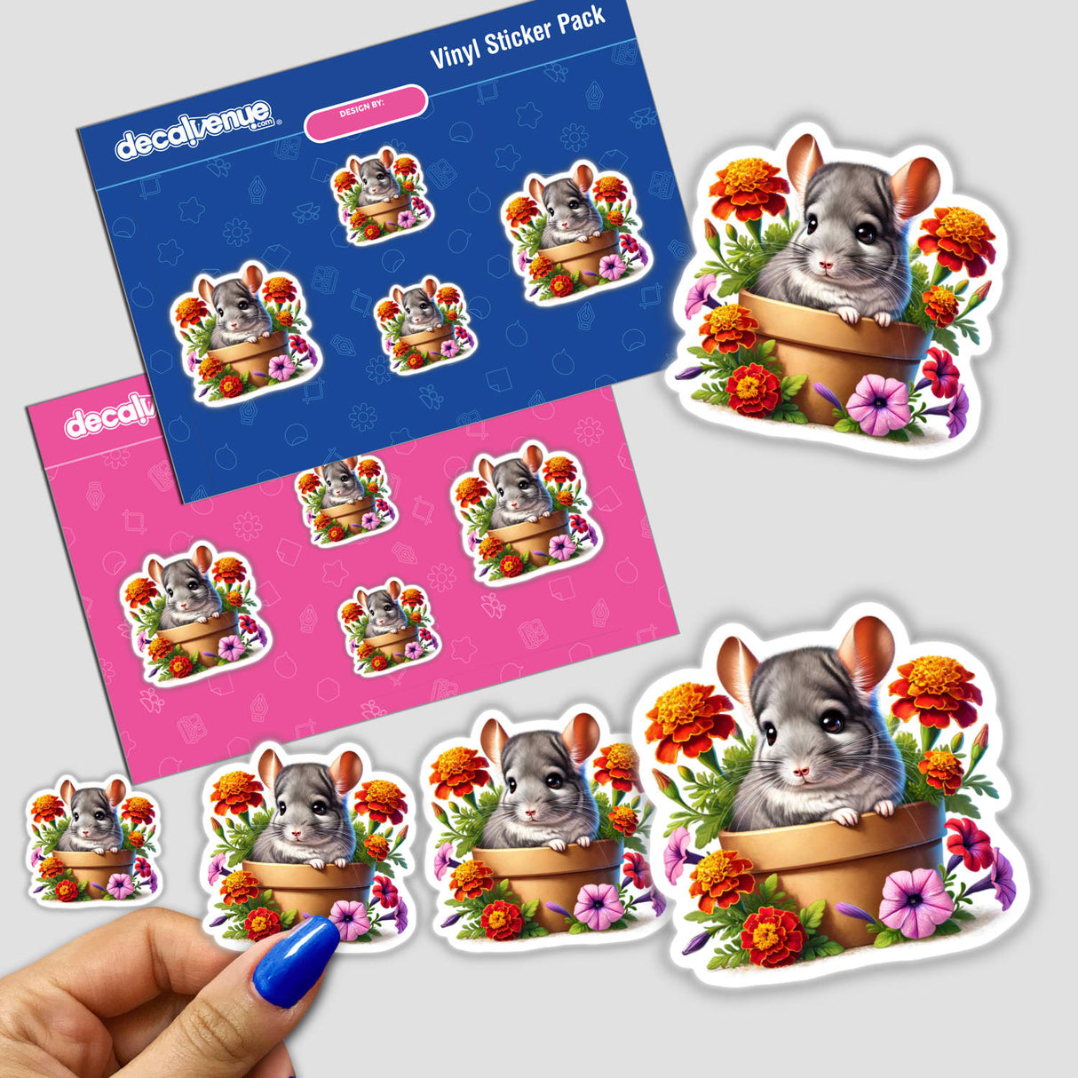 Chinchilla Peeking Out of Flower Pot