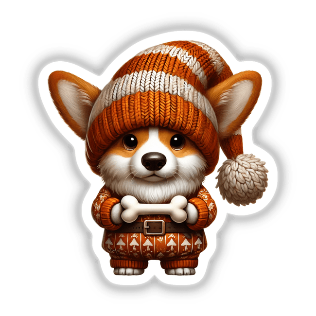 Corgi Gnome with Dog Bone