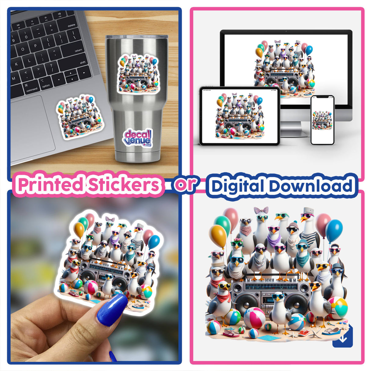 Seagulls with Sunglasses Beach Party