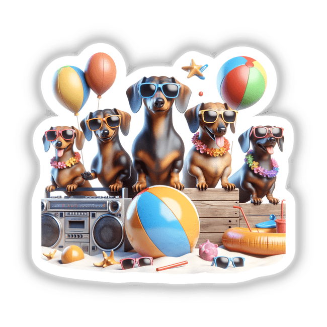 Dachshund Dog Summer Beach Party