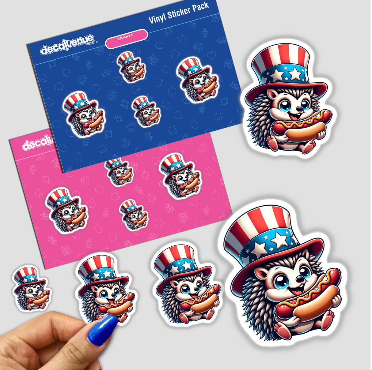 Hedgehog Wearing Uncle Sam Hat Eating a Hot Dog