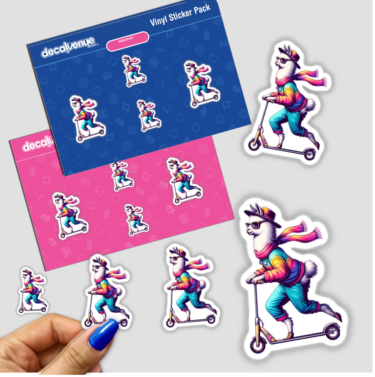 Trendy Llama Riding a Scooter