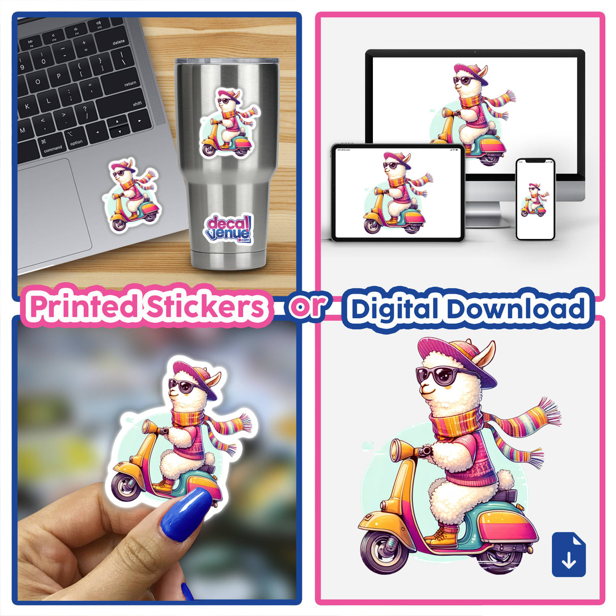Stylish Llama Riding a Scooter