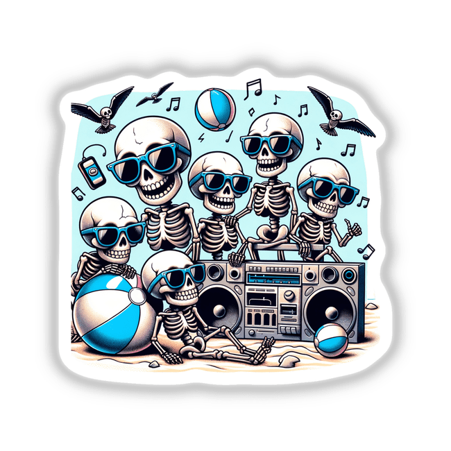 Skeleton Beach Party Sunglasses Boombox
