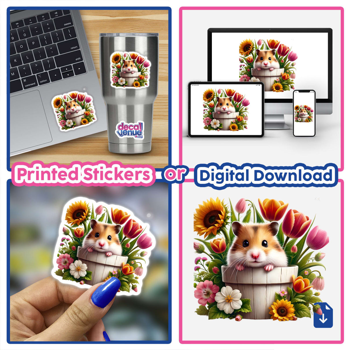 Hamster Peeking Out of Flower Pot