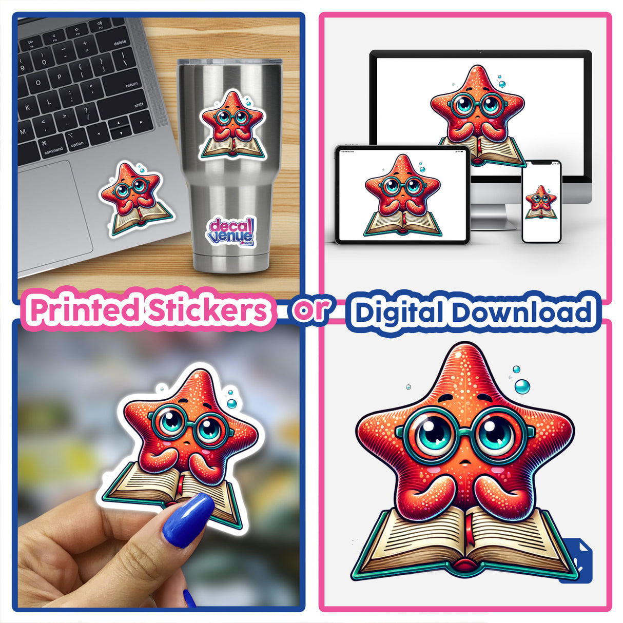 Starfish With Reading Glasses Open Book