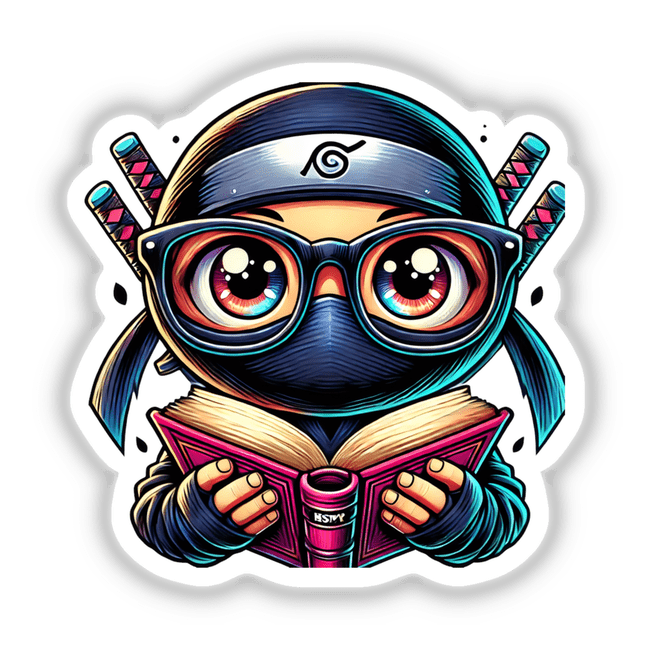 Ninja With Reading Glasses Open Book Decal Venue
