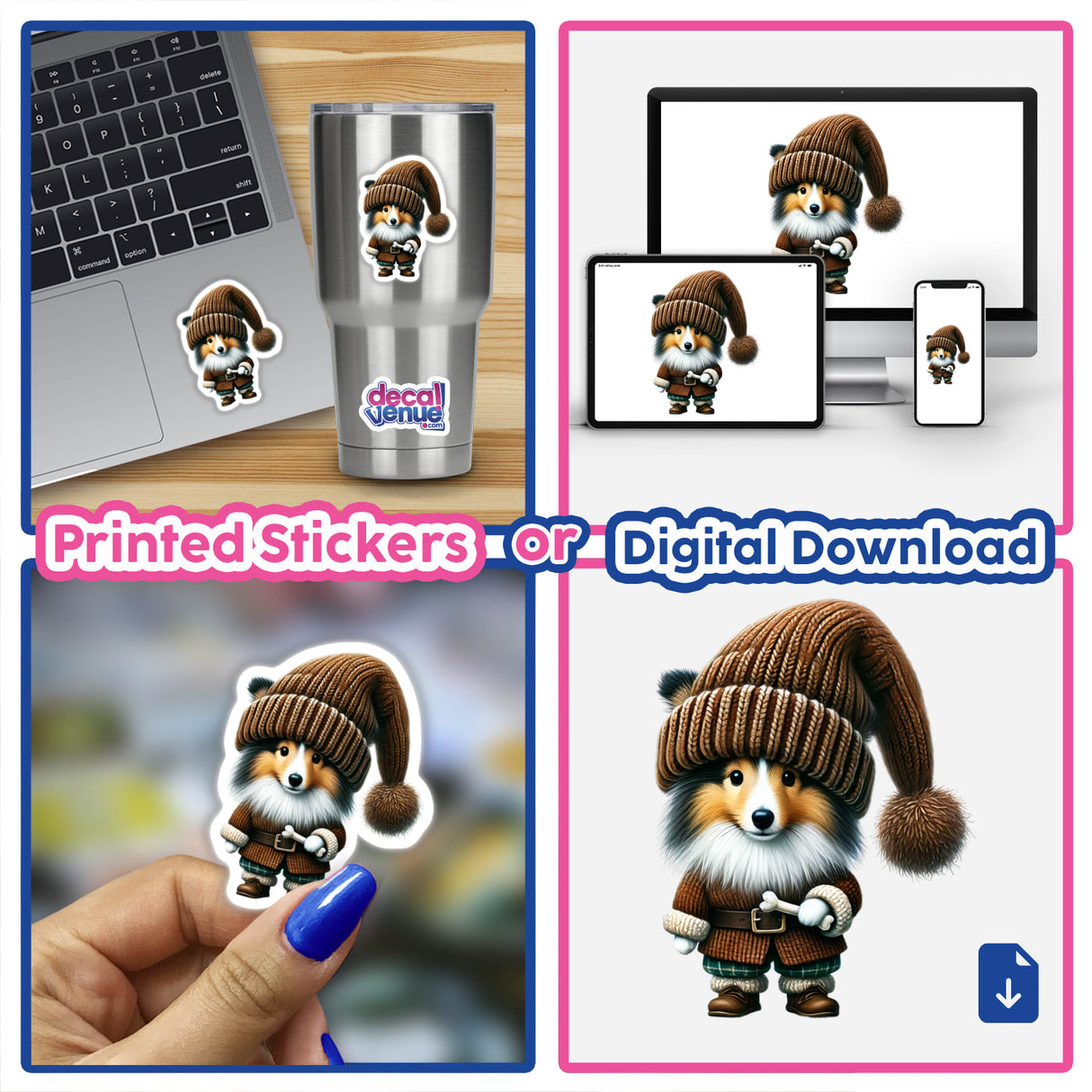 Shetland Sheepdog Gnome Holding Dog Bone