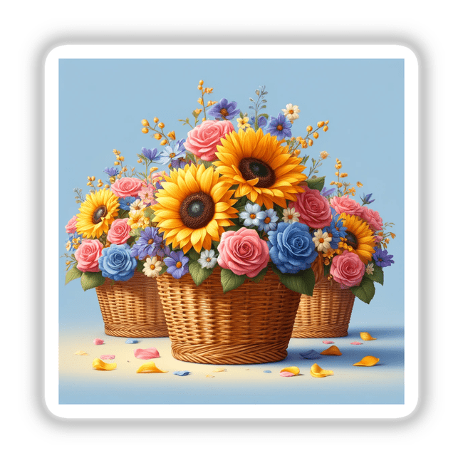 Vibrant Sunflower and Rose Floral Baskets