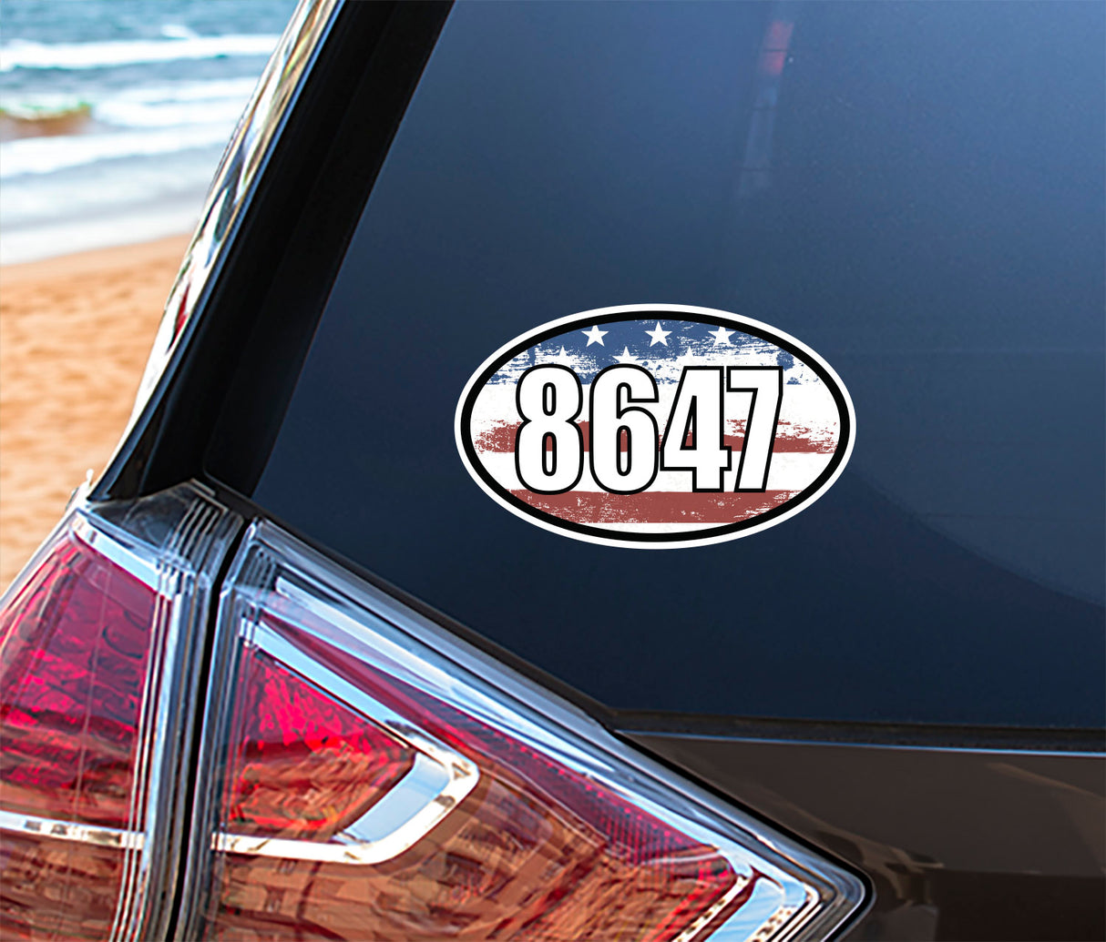 FDT Oval Vinyl Bumper Stickers (3 Pack) adhered to a car's exterior, showcasing high-definition text design. Perfect for smooth surfaces, these durable decals offer easy application with a peel-and-stick method.